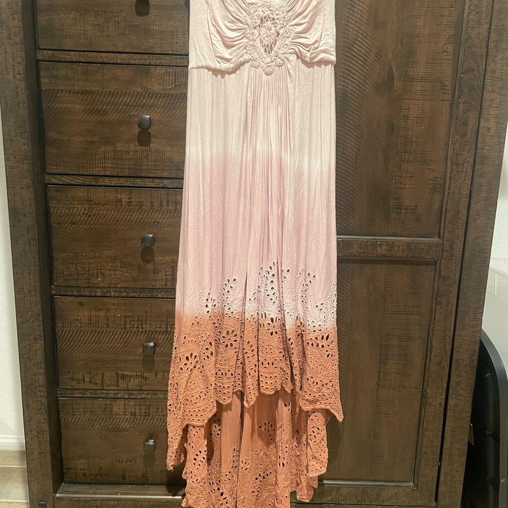 Sky Strapless Pink and Orange Dress